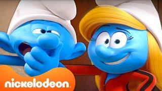 Smurfette Learns to Relax w Lazy Smurf  The Smurfs Full Scene  Nickelodeon Cartoon Universe