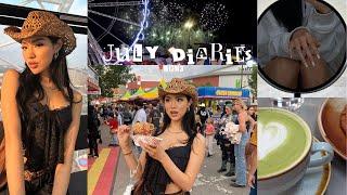 VLOG  July Diaries Nail appointment Cowgirl CARNIVAL Cafes Food Clothes