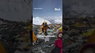 Trash left behind by climbers littered the ground of the fourth camp on Mount Everest.