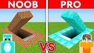 NOOB vs PRO SECRET BUNKER House Build Challenge in Minecraft