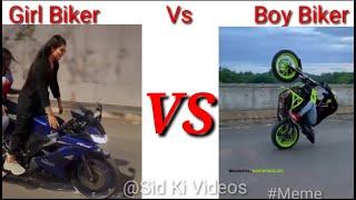 Girl biker vs Boy biker stunt  Girls vs boys bike stunt Part 8 #memes #shorts