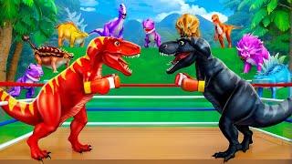 2 Dinosaurs Clash Epic Boxing Challenge Between Black Trex & Red Trex  Jurassic World Fights