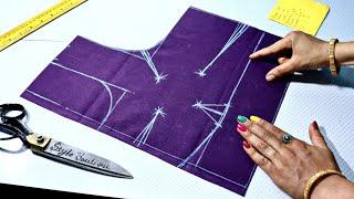 4 Tucks blouse cutting करने का सही तरीका perfect 4 Tucks blouse cutting Belt blouse cutting