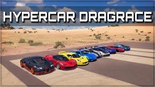 ULTIMATE HYPERCAR DRAGRACE  LaFerrari 918 P1 ONE1 Regera Veyron SS & more  Forza Horizon 3