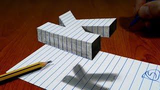 3D Trick Art On Line Paper Floating Letter K