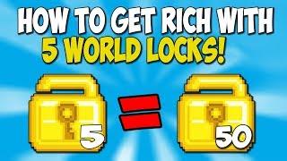 HOW TO GET RICH WITH 5 WORLD LOCKS?  GROWTOPIA *PROFITABLE*
