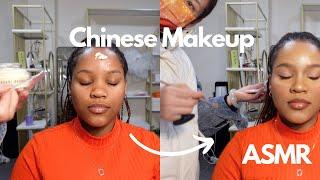 ASMR CHINESE MAKEUP ARTIST DOES MY MAKEUP  Black Woman ASMR  Makeup Therapy 