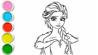 Cute Elsa Frozen Drawing for kids Painting & Coloring for kids Toddlers  Lets Draw Together