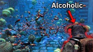 Hoarding All The Alcohol In Skyrim.