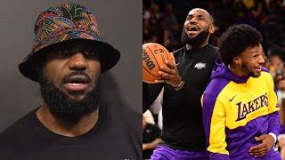 LeBron James reacts to sharing the court with Bronny for first time in the NBA