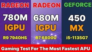 780M IGPU VS 680M IGPU VS GEFORCE MX 450 Ryzen 7940HS gaming benchmark Asus ZenBook S13 Vs ASUS TUF