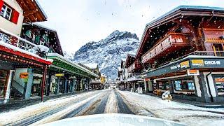 Driving from Interlaken to Grindelwald in snow ️ Winter in Switzerland 