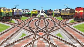 9 Indian Express Trains Run From Daimond〽️ Curve Railroad Crossings Tracks.  Trains Crossing