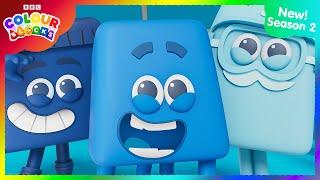 Deep Blue and Sky Blue  FULL EPISODE - S2 E6  Kids Learn Colours  Colourblocks