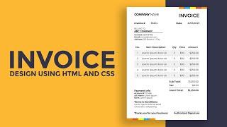 How to Make a Modern Invoice Design Using HTML and CSS  Invoice Design Tutorial  Bridge Code