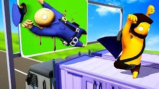 POLICE Chase Ends in Disaster - Gang Beasts Funny Moments