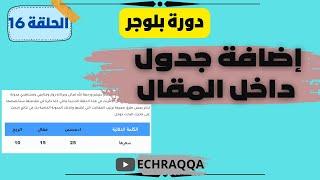 طريقة إضافة جدول متجاوب داخل المقال بسهولة تامة، دورة الربح من بلوجر.