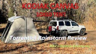 KODIAK CANVAS 10x10 TENT Heavy Rainstorm Performance & ONE Design Flaw #kodiakcanvastent #camping