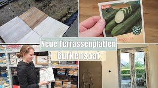 Bauvlog N° 32  Feinspachteln  Fensterbank im Wohnzimmer kaufen   Terrassenplatten ausgewählt 