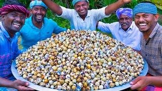5000 TINY EGGS  5k Quail Eggs Cooking in Village  Spicy Recipe With Traditional Hand Ground Masala