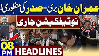 Dunya News Headlines 0800 PM  Big Relief For Imran Khan  President Gives Permission  20 Mar 2024