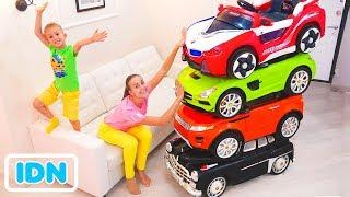 Pengemudi Sulap Kecil dengan Mobil Mainan dan Mengubah mobil untuk anak anak
