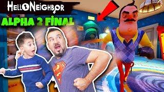 BODRUMA AÇILAN GİZLİ KAPI KAZIM USTA PEŞİMİZDE  HELLO NEIGHBOR ALPHA 2 FİNAL