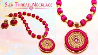 How To Make Beautiful Silk Thread Necklace And Earrings  DIY  Jewelry Making