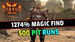 Barb with INSANE Magic Find 1274%  Hunting rarest items 500 Pit runs - Diablo 2 resurrected