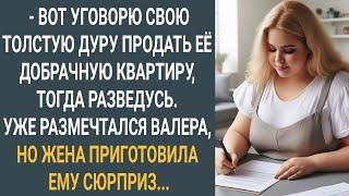 Муж размечтался Уговорю свою толстую дуру продать ее добрачную квартиру а после разведусь...