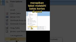 cara atasi tabel melebihi batas kertas di word #shorts #tutorialword