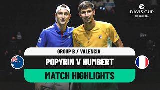 Alexei Popyrin v Ugo Humbert Highlights  Australia v France Davis Cup 2024 Finals Group Stage