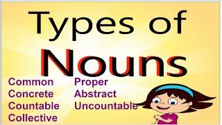 English Grammar - Types of Nouns - What Are Proper Concrete Abstract Collective Countable Nouns