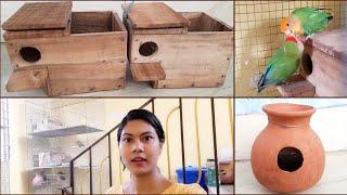 How to Make Lovebird Breeding Box & Clay Pot  Lovebird Nesting Material