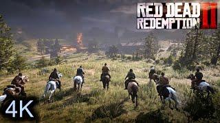 رایانه شخصی RDR2 - باند هلندی و سرخپوستان به کارخانه نفت حمله می کنند  آخرین پسر من ماموریت کامل 4K NO HUD