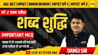 शब्द शुद्धि  हिंदी व्याकरण  UGC-NET MPSET  MPTET वर्ग -2  DANGI SIR