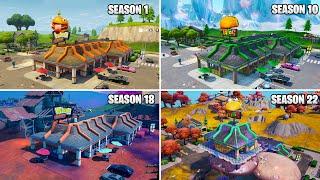 Evolution of Greasy Grove and Durr Burger in Fortnite Season 1 - Season 22