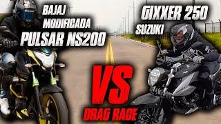 Pulsar Ns200 MODIFICADA VS Gixxer 250 Drag Race