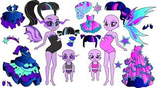 My little pony  Babies Paper dolls  Fairies Villains vs Good- Flutterbat Pinkamena Twivine-MLP craft