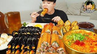 ASMR MUKBANG 직접 만든 순두부 열라면 김밥 김치 유부초밥 먹방 RAMYEON & KIMBAP MUKBANG EATING SOUND