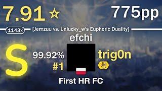 7.91⭐trig0n  seatrus - efchi Jemzuu vs. Unlucky_ws Euphoric Duality +HR #1 775pp 99.92% FC