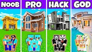 Minecraft Battle  Dream Family Mansion Build Challenge - Noob vs Pro vs Hacker vs God