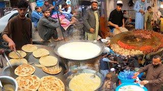 Breakfast in Jalalabad Afghanistan  Early morning street food  Parati  milk  liver fry  Lassi