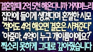 반전 사연 결혼할때 2억 5천 해온다니까 거지 며느리 집안에 들이게 생겼다며 혼절한 시모 “아줌마 4억이 누구 개이름이에요?” 찍소리 못하게 그대로 갚아주는데 사이다사연