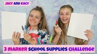 3 Marker School Supplies Challenge  Fun Back to School DIY  Jacy and Kacy