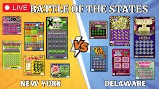 BATTLE OF THE STATES  NEW YORK vs. DELAWARE LOTTERY SCRATCH OFF TICKETS