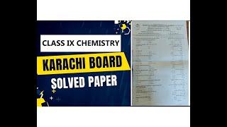 Class 9 Chemistry Karachi Board Paper 2024  Solved  the educational hub.