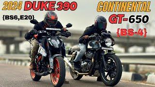 2024 Duke390 vs Continental GT650 {BS4} Drag Race   Public Demand  The UP46 Rider 