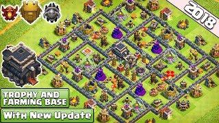 NEW TOWN  HALL 9 TH9 FARMINGTROPHY BASE 2018 TH9 HYBRID FARM BASE DEFENSE - CLASH OF CLANS