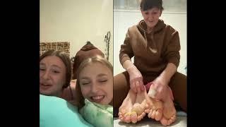 Ukrainian Family Aid Tickling feet sisters Reflexology Therapy Stimulation  Laughter and Fun